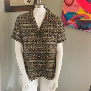 Spenser Jeremy Vintage 100% Silk Harringbone Top